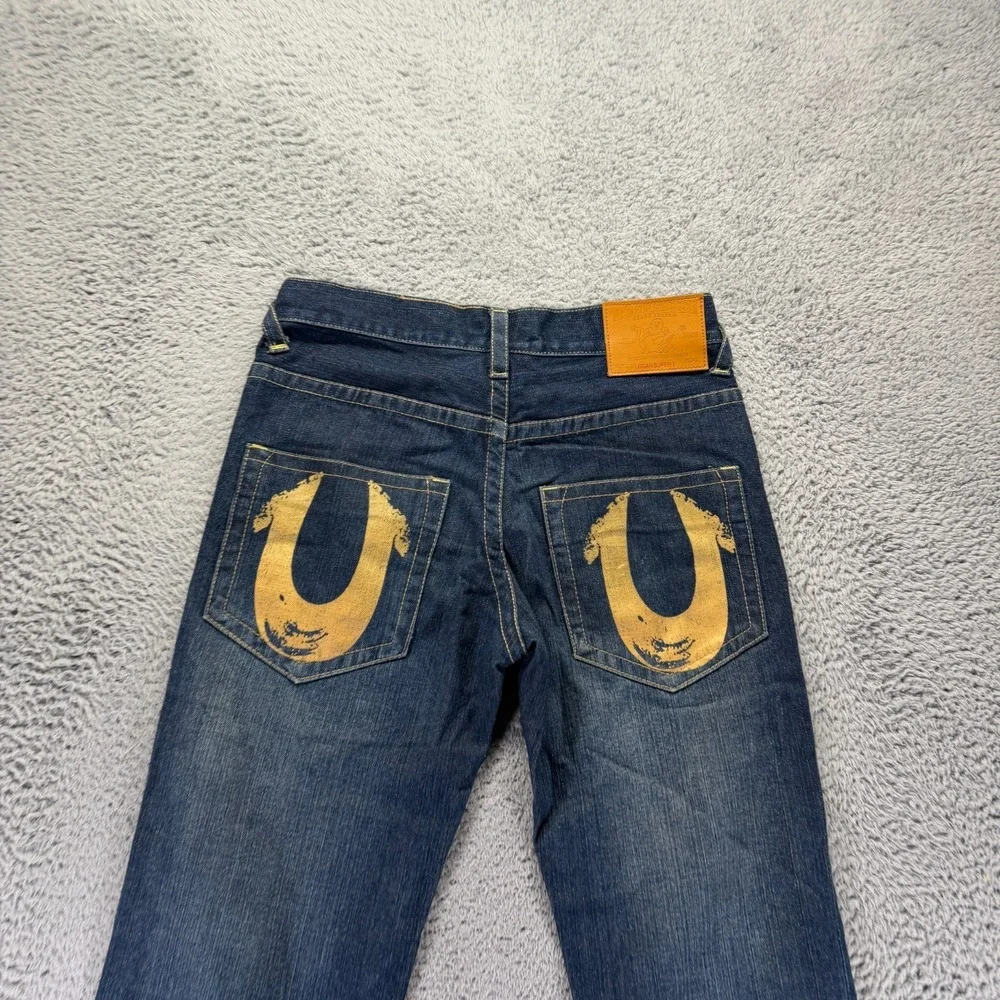 True Religion Jeans Mens 32x34 Blue‎ Cotton Denim Straight Workwear Faded Travel